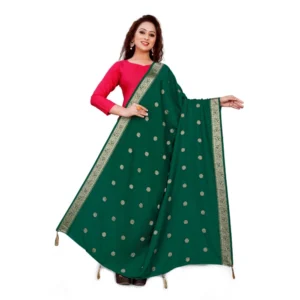 Women's Vichitra Viscose Silk Blend Jacquard Work Dupatta (Green, Length:2-2.4 mtr)