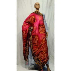 Women's Khadi Silk Digital Printed Dupatta (Red, Length:2-2.4 mtr)