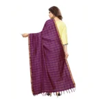 Women's Cotton Jari Woven Work Dupatta (Wine, Length:2-2.4 mtr)