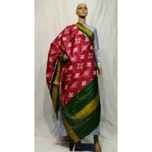 Women's Khadi Silk Digital Printed Dupatta (Maroon, Length:2-2.4 mtr)