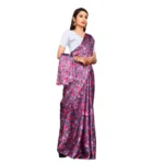 Women's Soft Japan Satin Saree With Blouse (Pink, 5-6Mtrs)