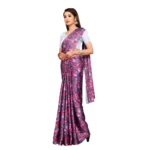 Women's Soft Japan Satin Saree With Blouse (Pink, 5-6Mtrs)