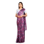 Women's Soft Japan Satin Saree With Blouse (Pink, 5-6Mtrs)