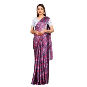Women's Soft Japan Satin Saree With Blouse (Pink, 5-6Mtrs)