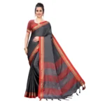 Women's Khan Woven Saree With Blouse (Grey, 5-6Mtrs)