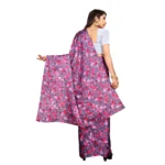 Women's Soft Japan Satin Saree With Blouse (Pink, 5-6Mtrs)