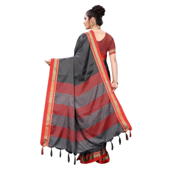 Women's Khan Woven Saree With Blouse (Grey, 5-6Mtrs)