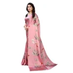 Women's Soft Japan Satin Saree With Blouse (Peach, 5-6Mtrs)