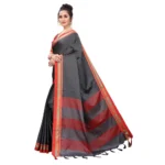Women's Khan Woven Saree With Blouse (Grey, 5-6Mtrs)