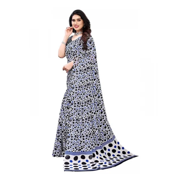 Women's Georgette Saree With Blouse (Blue, 5-6mtrs)