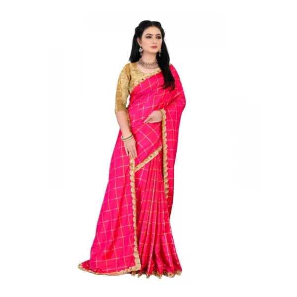 Women's Sana Silk Saree With Blouse (Pink, 5-6mtrs)