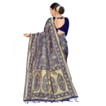 Women's Banarasi Silk Saree With Blouse (Neavy Blue, 5-6Mtrs)