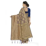 Women's Banarasi Silk Saree With Blouse (Navy Blue, 5-6Mtrs)