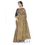 Women's Banarasi Silk Saree With Blouse (Navy Blue, 5-6Mtrs)