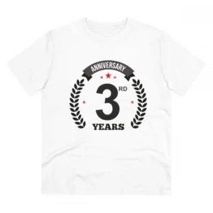 Men's PC Cotton 3rd Anniversary Printed T Shirt (Color: White, Thread Count: 180GSM)