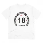 Men's PC Cotton 18th Anniversary Printed T Shirt (Color: White, Thread Count: 180GSM)