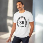 Men's PC Cotton 36th Anniversary Printed T Shirt (Color: White, Thread Count: 180GSM)