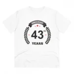 Men's PC Cotton 43rd Anniversary Printed T Shirt (Color: White, Thread Count: 180GSM)