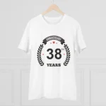 Men's PC Cotton 38th Anniversary Printed T Shirt (Color: White, Thread Count: 180GSM)