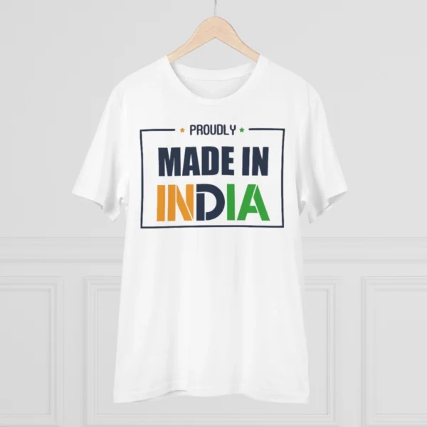 Men's PC Cotton Made In India Printed T Shirt (Color: White, Thread Count: 180GSM)