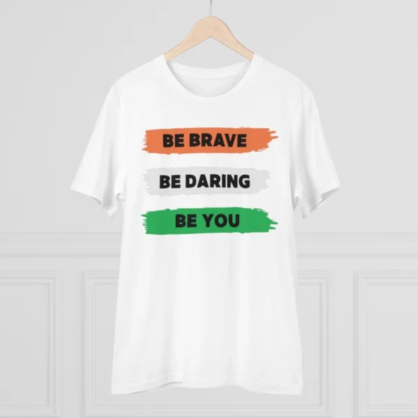 Men's PC Cotton Be Brave Be You Printed T Shirt (Color: White, Thread Count: 180GSM)