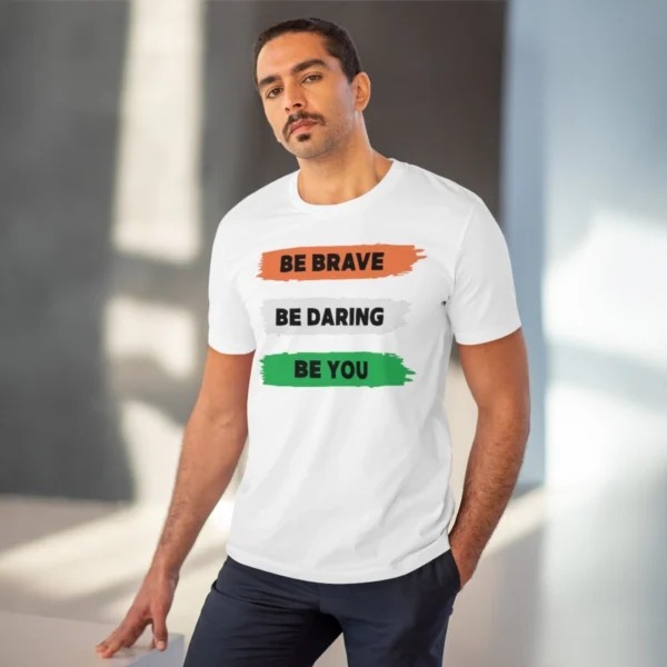 Men's PC Cotton Be Brave Be You Printed T Shirt (Color: White, Thread Count: 180GSM)