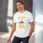 Men's PC Cotton Bike Ride Design Printed T Shirt (Color: White, Thread Count: 180GSM)