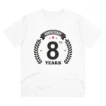 Men's PC Cotton 8th Anniversary Printed T Shirt (Color: White, Thread Count: 180GSM)