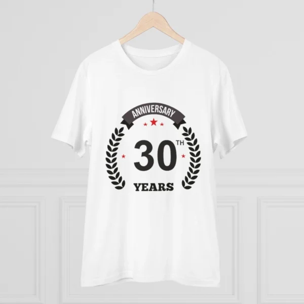 Men's PC Cotton 30th Anniversary Printed T Shirt (Color: White, Thread Count: 180GSM)