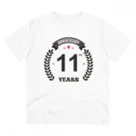 Men's PC Cotton 11th Anniversary Printed T Shirt (Color: White, Thread Count: 180GSM)