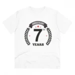 Men's PC Cotton 7th Anniversary Printed T Shirt (Color: White, Thread Count: 180GSM)