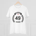 Men's PC Cotton 49th Anniversary Printed T Shirt (Color: White, Thread Count: 180GSM)