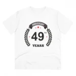 Men's PC Cotton 49th Anniversary Printed T Shirt (Color: White, Thread Count: 180GSM)