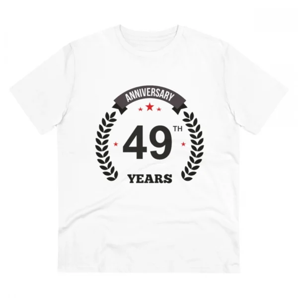 Men's PC Cotton 49th Anniversary Printed T Shirt (Color: White, Thread Count: 180GSM)