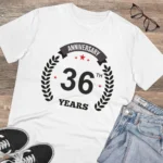 Men's PC Cotton 36th Anniversary Printed T Shirt (Color: White, Thread Count: 180GSM)
