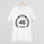 Men's PC Cotton 46th Anniversary Printed T Shirt (Color: White, Thread Count: 180GSM)