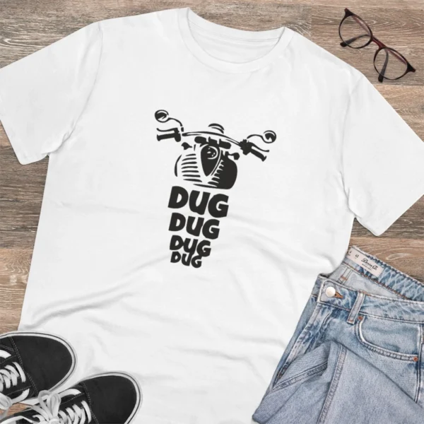 Men's PC Cotton Bike Ride Design Printed T Shirt (Color: White, Thread Count: 180GSM)