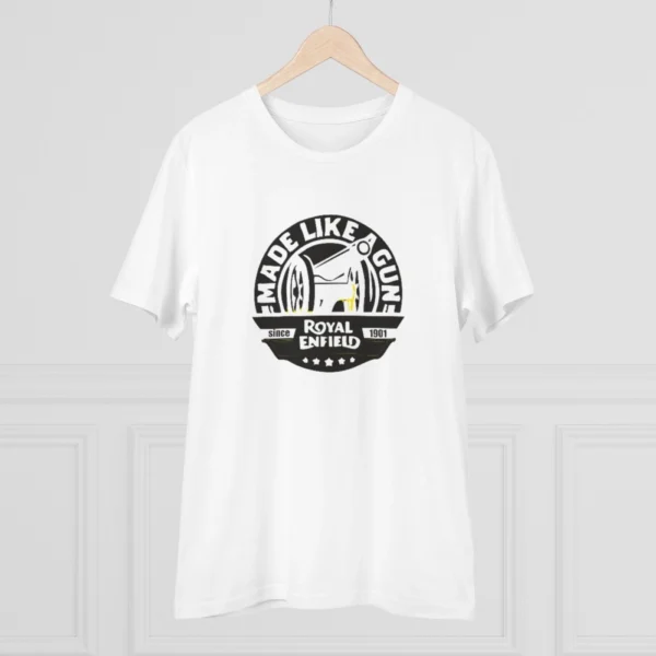 Men's PC Cotton Bike Ride Design Printed T Shirt (Color: White, Thread Count: 180GSM)