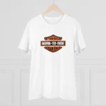 Men's PC Cotton Bike Ride Design Printed T Shirt (Color: White, Thread Count: 180GSM)