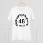 Men's PC Cotton 48th Anniversary Printed T Shirt (Color: White, Thread Count: 180GSM)