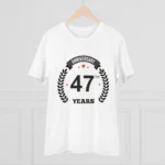 Men's PC Cotton 47th Anniversary Printed T Shirt (Color: White, Thread Count: 180GSM)