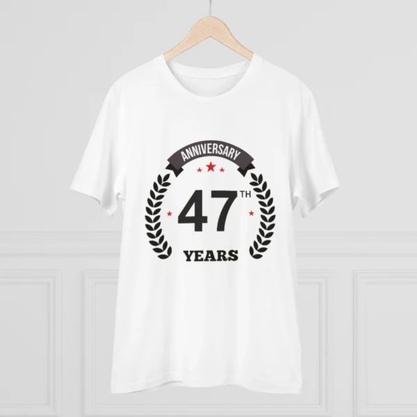 Men's PC Cotton 47th Anniversary Printed T Shirt (Color: White, Thread Count: 180GSM)