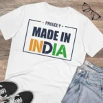 Men's PC Cotton Made In India Printed T Shirt (Color: White, Thread Count: 180GSM)