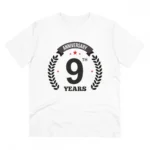 Men's PC Cotton 9th Anniversary Printed T Shirt (Color: White, Thread Count: 180GSM)
