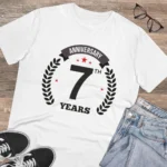 Men's PC Cotton 7th Anniversary Printed T Shirt (Color: White, Thread Count: 180GSM)