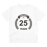Men's PC Cotton 25th Anniversary Printed T Shirt (Color: White, Thread Count: 180GSM)