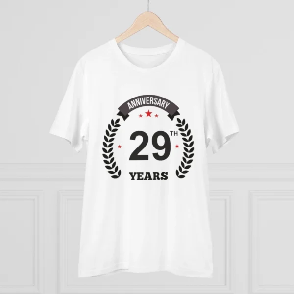 Men's PC Cotton 29th Anniversary Printed T Shirt (Color: White, Thread Count: 180GSM)