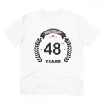 Men's PC Cotton 48th Anniversary Printed T Shirt (Color: White, Thread Count: 180GSM)
