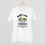 Men's PC Cotton Bike Ride Design Printed T Shirt (Color: White, Thread Count: 180GSM)