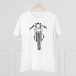 Men's PC Cotton Bike Ride Design Printed T Shirt (Color: White, Thread Count: 180GSM)